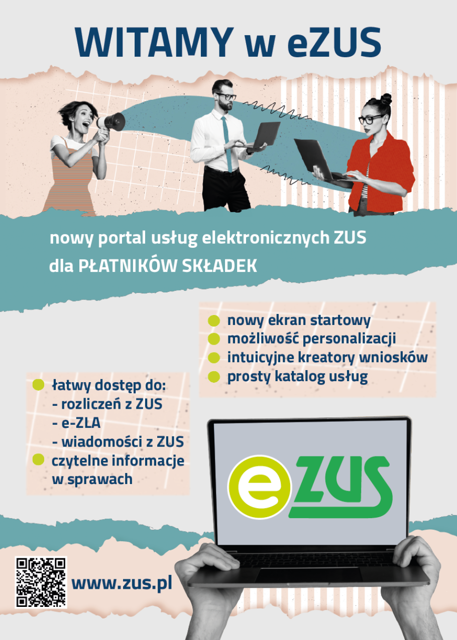 nowa wersja portalu usług elektronicznych eZUS plakat nowa wersja portalu usług elektronicznych eZUS plakat